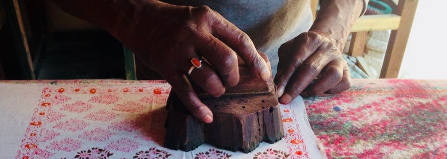 Hand block printing at the Anokhi museum in Jaipur